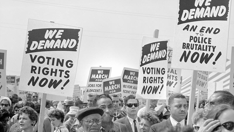 Protesters with Signs at 193 March on Washington for Jobs and Freedom, to illustrate organizing campaign