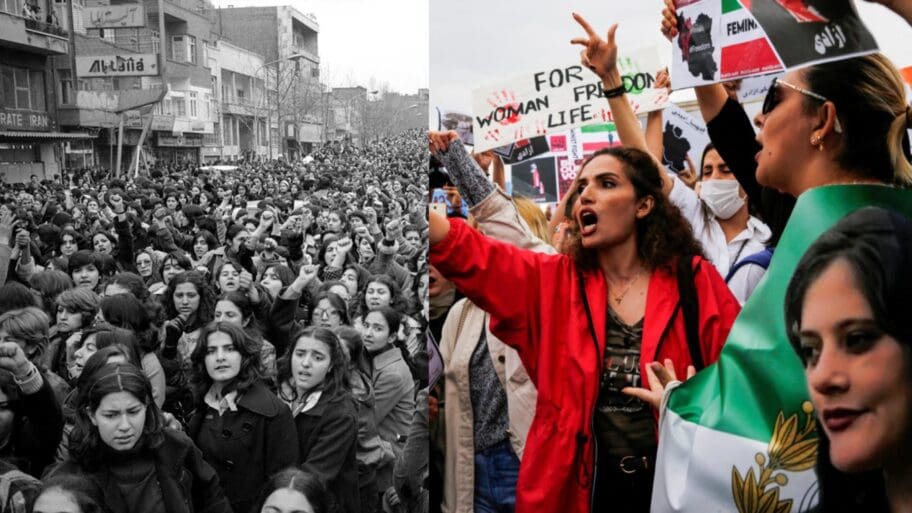 Two photos, Women Life Freedom